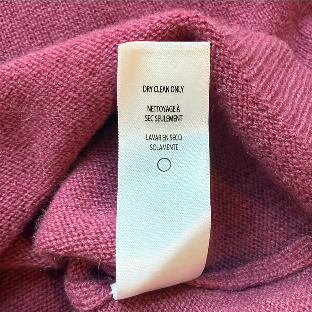 NWOT  FRAME Ruched Sleeve 100% Cashmere Sweater in Dragon Fruit - Picture 10 of 10